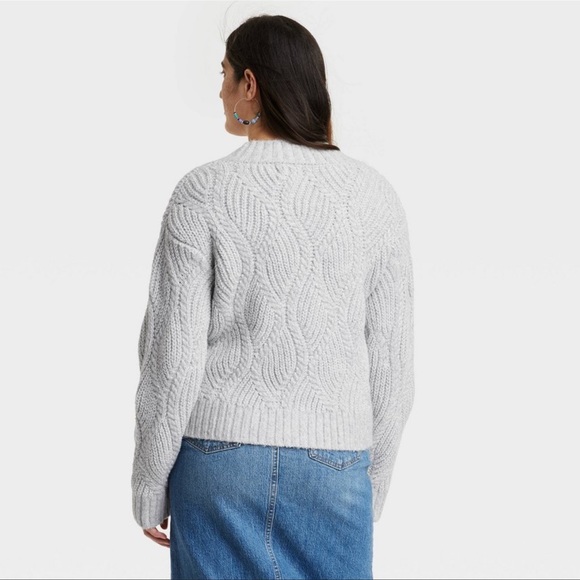 Women's Cable Lurex Cardigan - Universal Thread Gray S - Picture 3 of 3